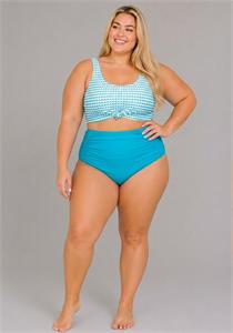 High Waisted Ruched Swim Bottom Seaside Blue